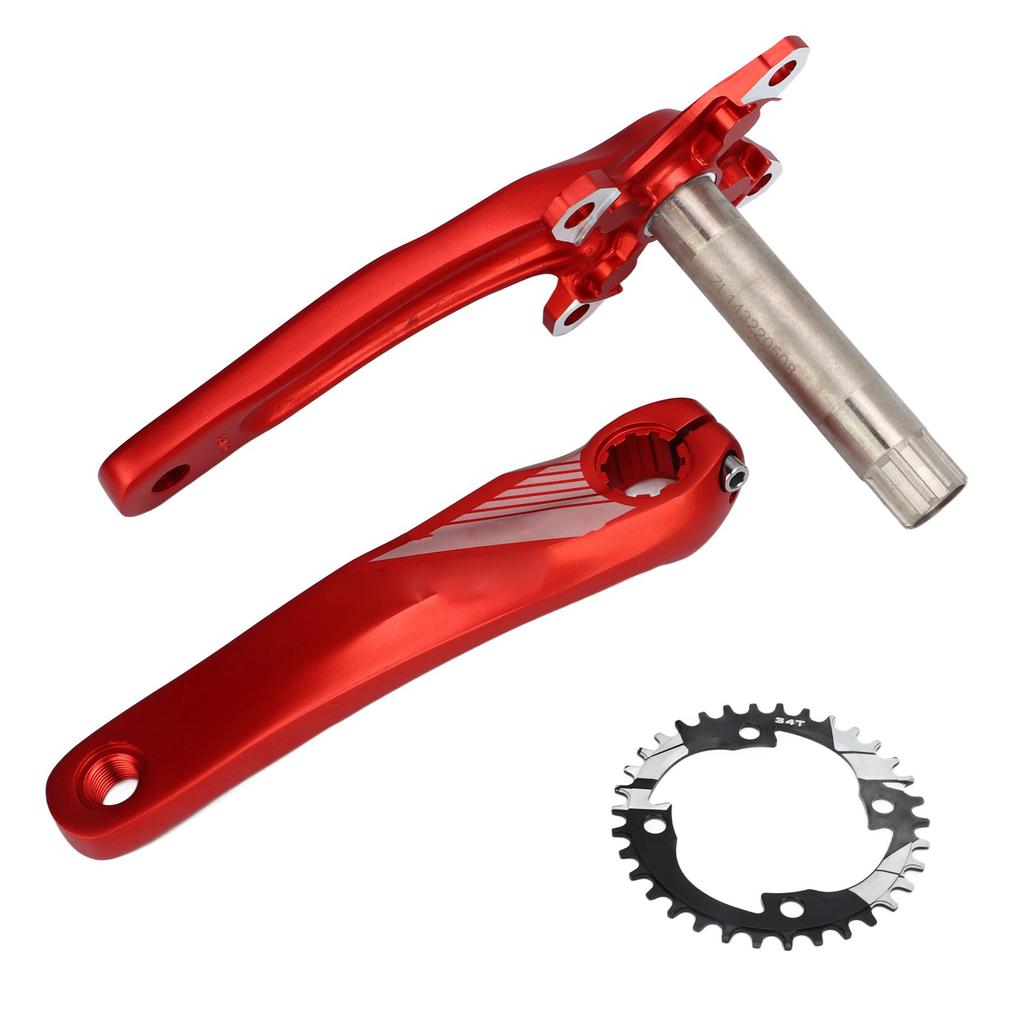 Guarnitura Mountain Bike Bolany Hollow Integrata Set Bracci Pedivella Bici Corona 34T Accessori Retrofit Rosso
