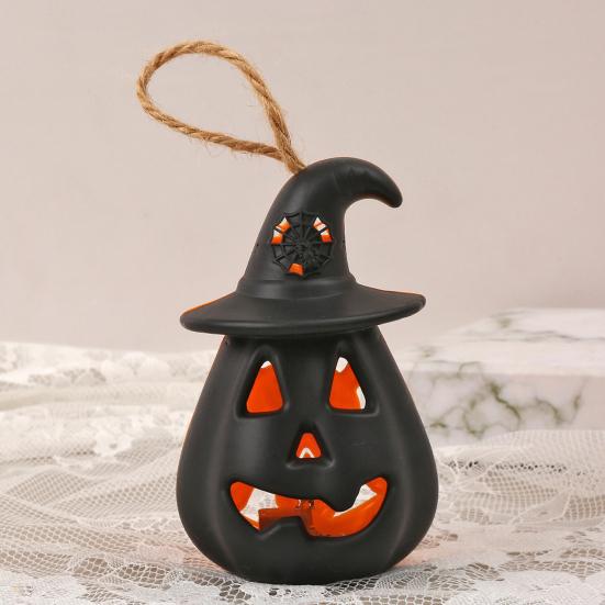 yangyizhi 12 Pcs Halloween LED Pumpkin Lantern, Spooky Hanging Lighted Light with Witch Hat for Indoor Outdoor Home Party Decor