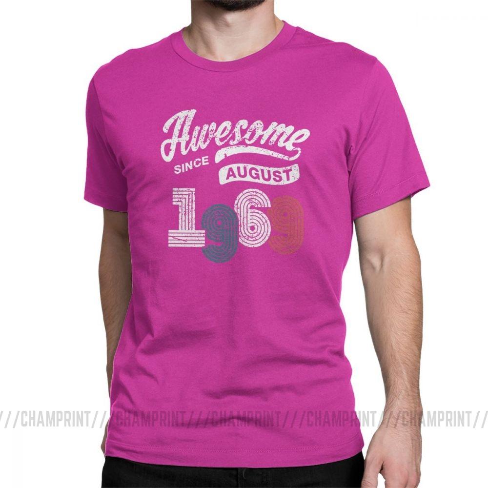 Awesome Since August 1969 T Shirt Vintage 50 Years Old 50Th Birthday Present Men S Cotton