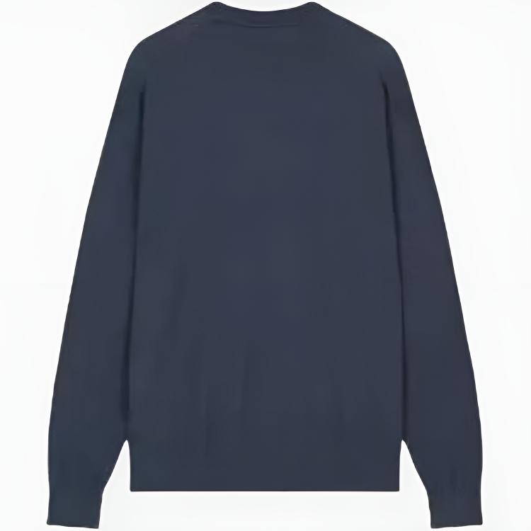 Calvin Klein Solid Color Letter Embroidered Crew Neck Long Sleeve Sweater Men sweater Navy-Blue J326453-BAN