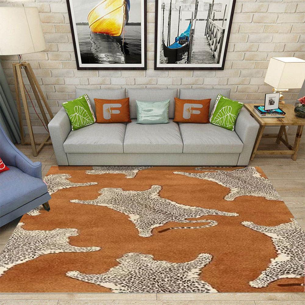 Luxurious Pink Leopard Carpet, Non-Slip Washable Foldable Rug for Living Room Bedroom Beside Cloakroom Polyester Floor Mat
