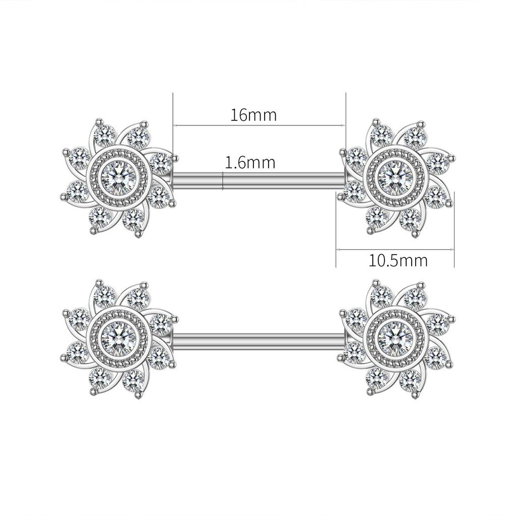 1Pair Heart Cat Crystal CZs Nipple Piercings Barbell 14G Stainless Steel Dolphin Owl Nipple Rings for Women Shield Bar Jewelry