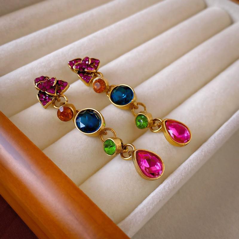 Französisches Gericht Strass-Wassertropfen Schmuckset: Luxuriöses Halsketten- und Ohrring-Set für Damen