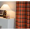 French Style Orange Checkered Cotton Linen Curtain Semi-Sheer Kitchen Dining Bay Window