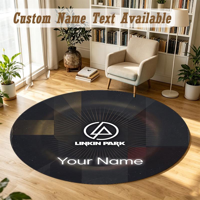 Round Rug Custom NameLinkin Park Pattern Non Slip Carpet Home Floor Decor
