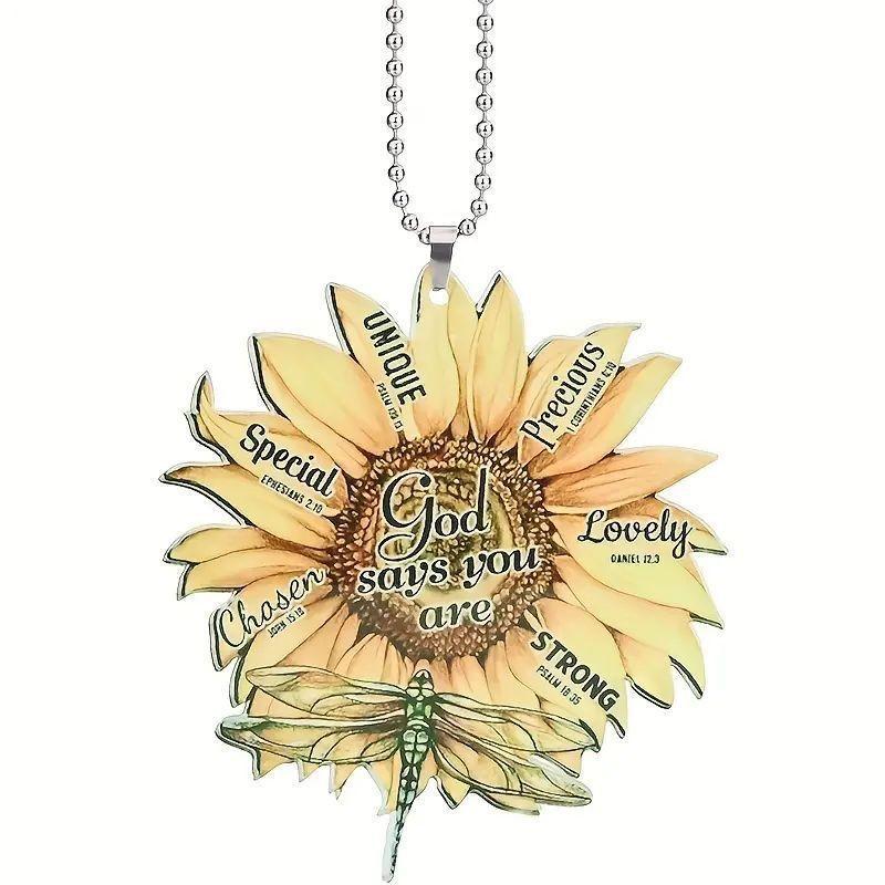 

Подвесное акриловое украшение Подсолнух для уникальных аксессуаров интерьера автомобиля 2