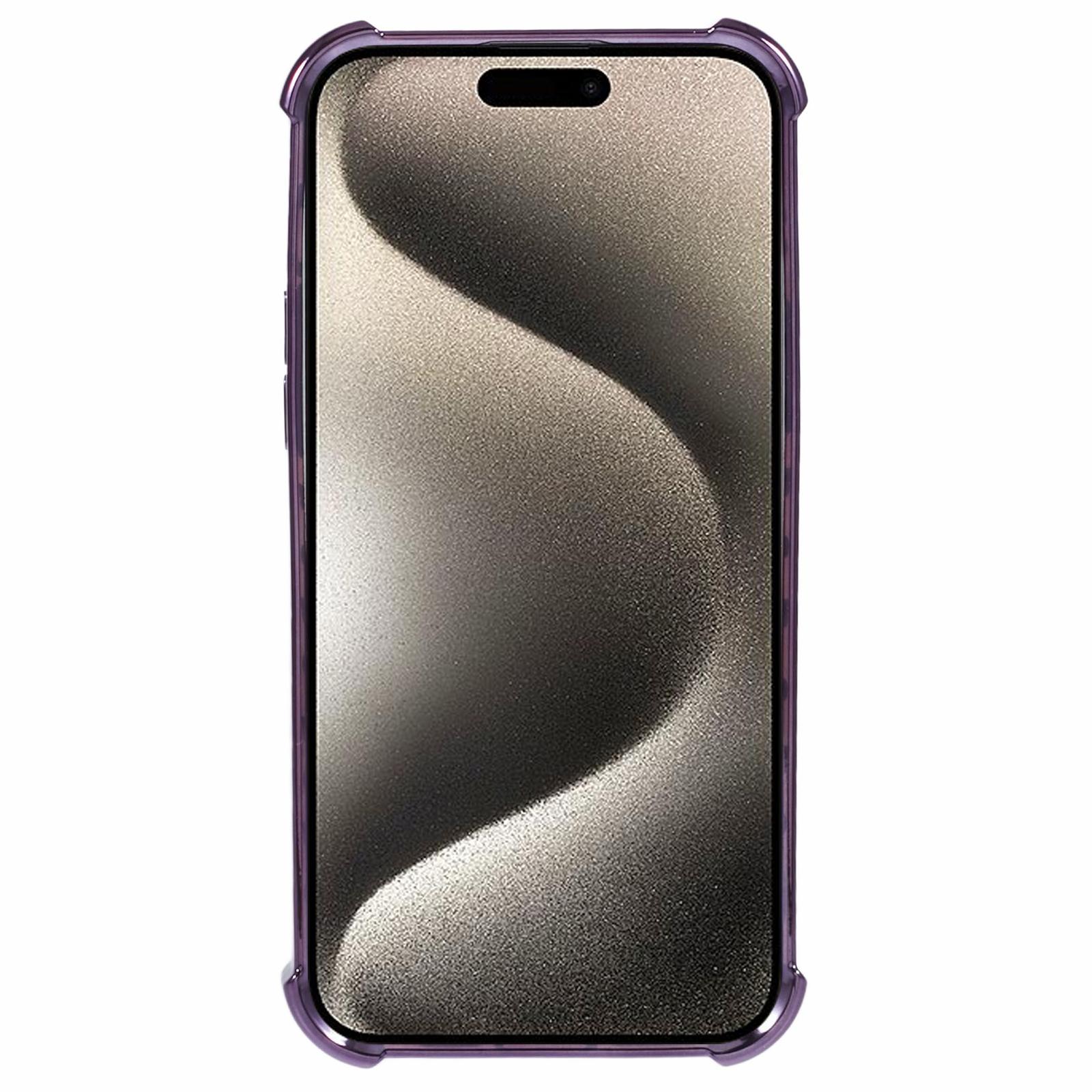 

For iPhone 15 Plus Case Heart Pattern Glitter Anti-Drop TPU Phone Cover Dark Purple
