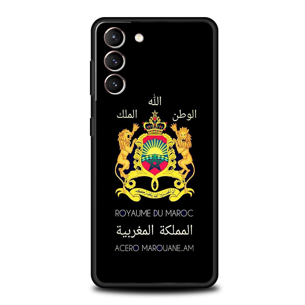 Bandiera Marocchina Maroc Marocco Custodia per Telefono Passaporto Per Samsung Galaxy S26 Ultra S25 Plus S24 FE S23 S22 5G S21 S20 Cover Nera Morbida