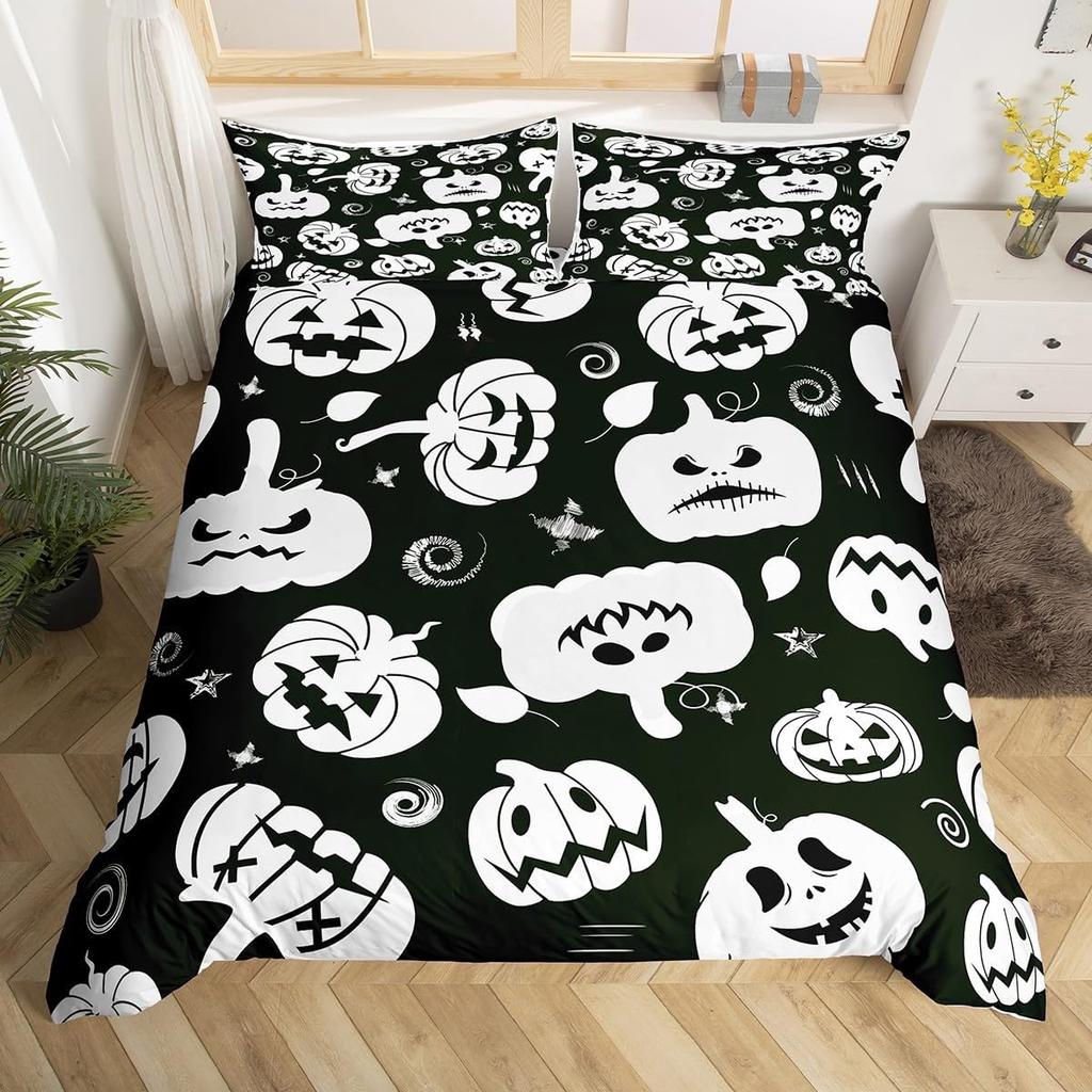 Halloween Bettbezug-Set Cartoon Geist Bettwäsche-Set für Kinder Jungen Mädchen Kawaii Niedlich Bettdecke Mikrofaser Rosa Bettwäsche-Set