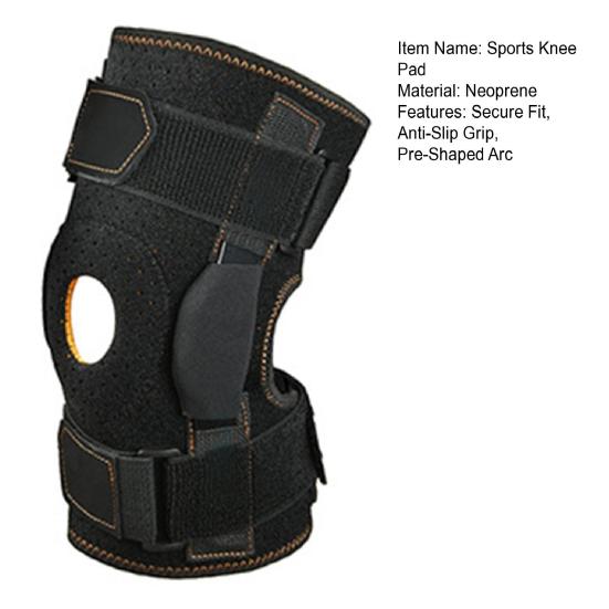Sports Knee Pad Adjustable Compression Sleeve with Silicone Anti-Slip Strip Pre-Shaped Arc Breathable Neoprene