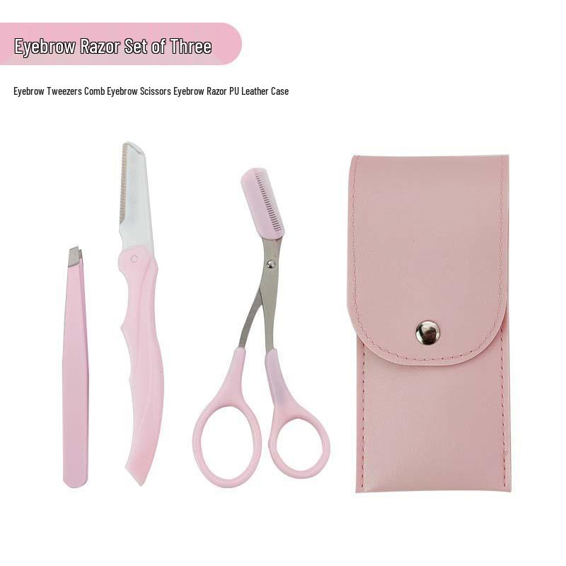 Eyebrow Grooming Tool Set: Safe Blade Razor, Anti-scratch Scissors, Brush, Comb & Trimmer