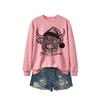 Womens Casual Fashion Christmas Yak Head Print Crewneck Sweatshirt Regular Fit Daily Wear