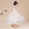 Cekinowa sukienka księżniczki Suknia ślubna Dziewczyny pokazują długą wydajność Pompous Gaza Kwiat Sukienka dla dzieci