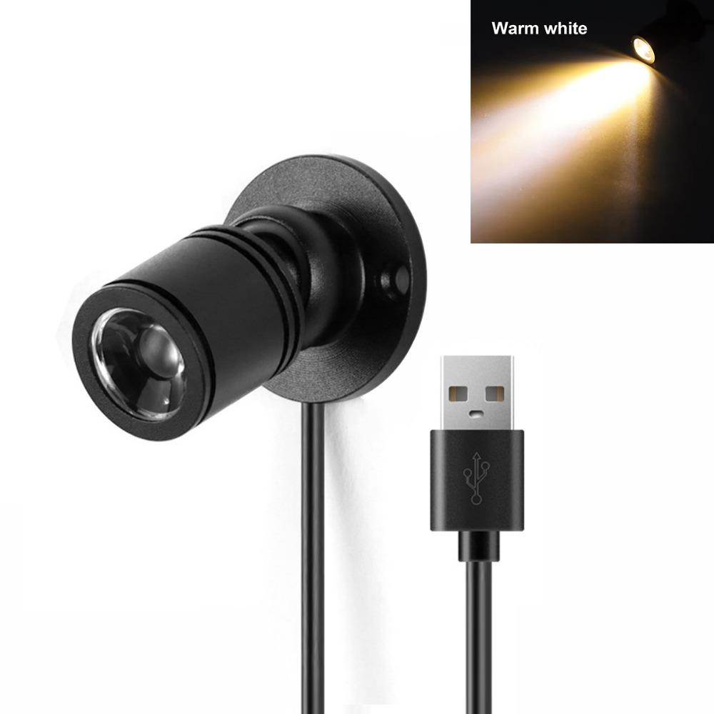 

Aluminum USB LED Spotlight Rotatable Surface Mounted Downlight Ceiling Lamp Switch On/Off 5V 1W Exhibition Cabinet Lamp