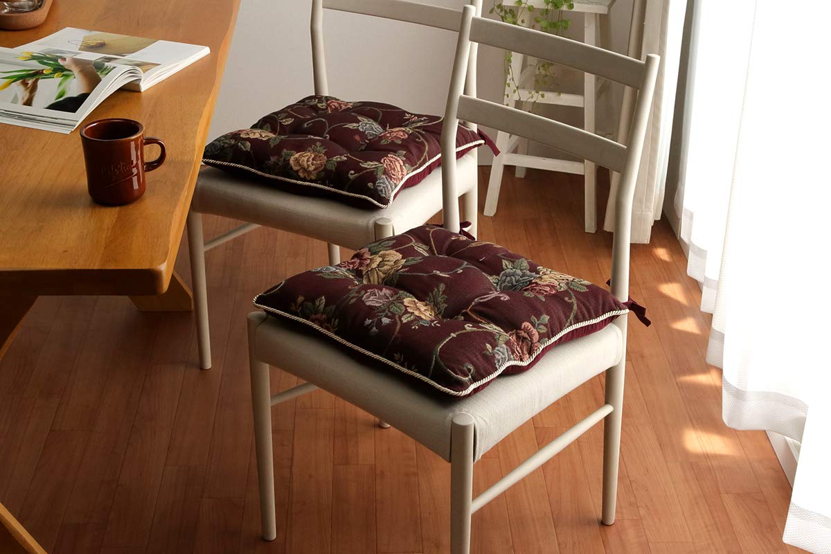 

IKEHIKO Cushion Chair Seat Elegance Floral Moria Brown 43 x 43 cm Set of 2 Approx. #9262690