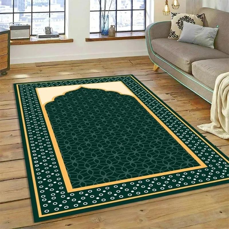 Muslimischer Islam Gebetsteppich zur Wohnzimmerdekoration Teppiche Zuhause Sofa Kaffeetisch Rutschfest Schlafzimmer Bettseite Bodenmatte Waschbar