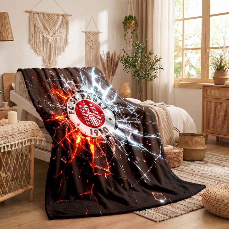 FC St. Pauli Football Print Flannel Blanket Soft Warm Sofa Bed Throw Blanket For Home Office Bedroom