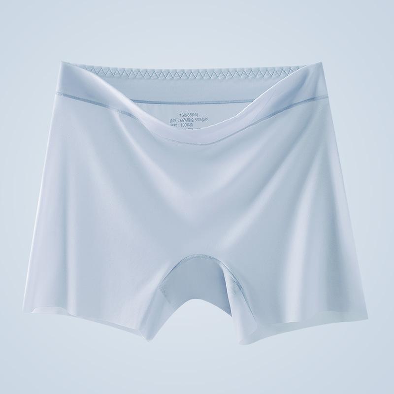 Large Size Ice Silk Seamless Safety Pants with High Waist and Anti Glare Bottom Non Rolled Edge Flat Corner Women's Panties