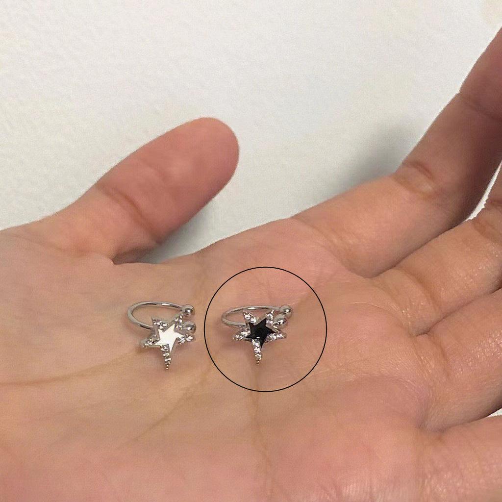 Black Pentagram Star Stud Earrings Light Luxury High-end Temperament Earrings Earrings Ear Jewelry Women