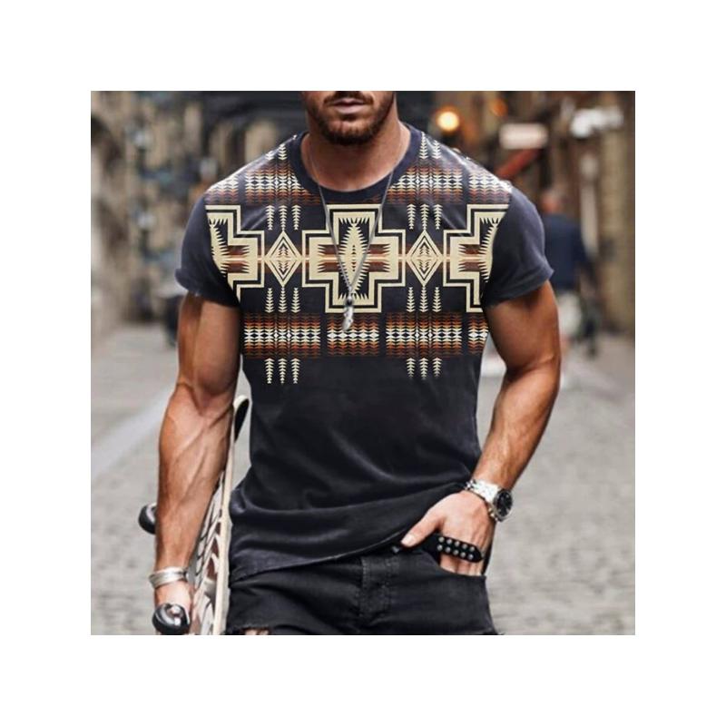 

Men s 3D Printed T-Shirt Vintage pattern printing Short Sleeve O-Neck Pullover casual top 6XL