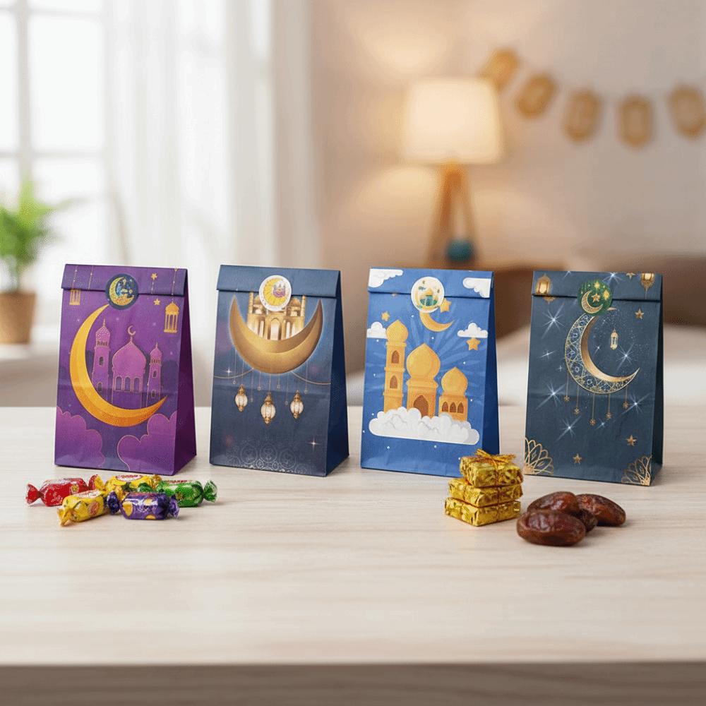 12Pcs Mixed Pattern Eid Mubarak Gift Bag Multicolor Eid Mubarak Gift Paper Bags  Party Supplies