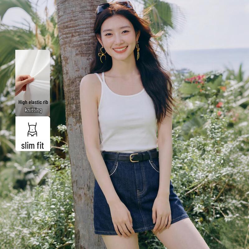 

Women s Versatile U-Neck Double Strap Slim Fit Cami Top XL
