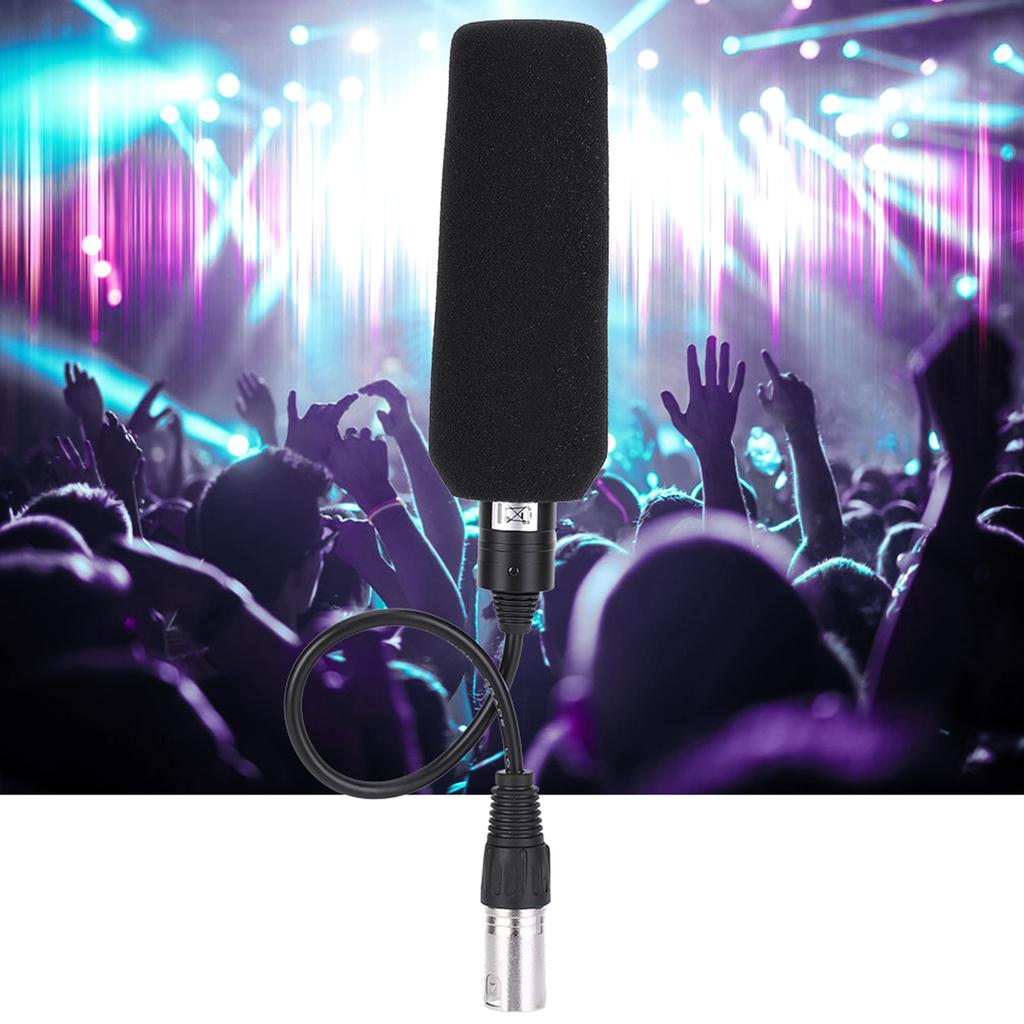 Condenser Microphone Stereo Camera Mic Video Recording Black Unidirectional Anti Interference(Black