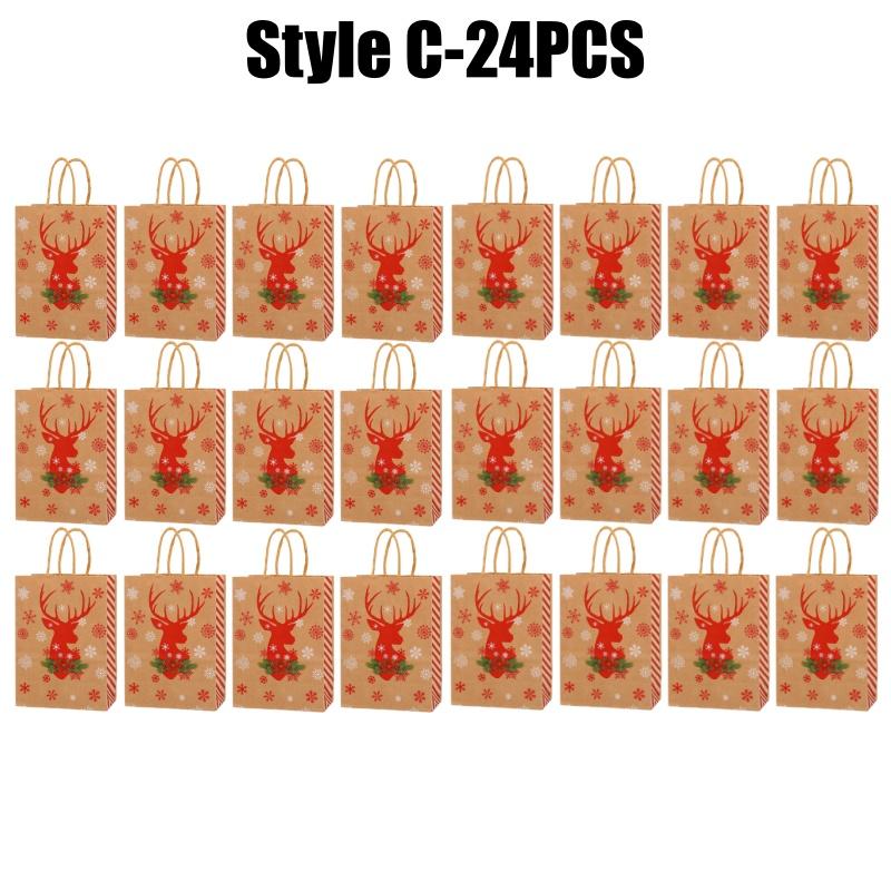 Christmas Gift Bags Holiday Party Favor Bags with Handles for Candy Treats Presents Xmas Decorations Festive Designs  for Home