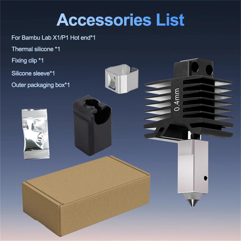 Hotend für Bambu Lab P1P P1S X1 X1C Hot-End Druckkopf 3D-Druckerteile für Bambu Lab Original Edelstahl Düse Hotend Kit