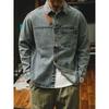American Retro Heavy-Duty Washed Vintage Denim Work Shirt for Men, Spring and Autumn Jacket, Export Men's Casual Shirt