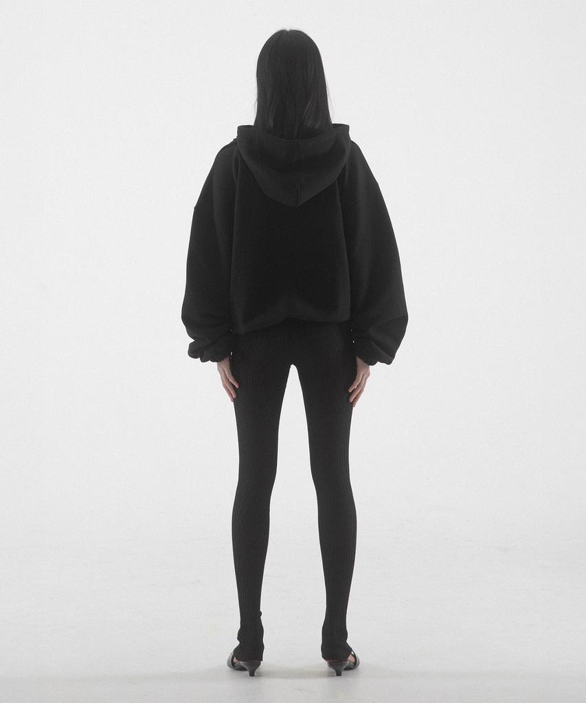 6:19 String Mid Length Hoodie - Black