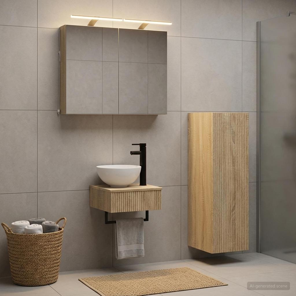 Bathroom Cabinet Set 4 Pcs Sonoma Oak 40 X 10.5 X 60.5 Cm