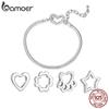 BAMOER 925 Silver Mini Hollowed Beads Heart Clover Charm Fit Round Basic Chains DIY Minimalist Jewelry Accessories