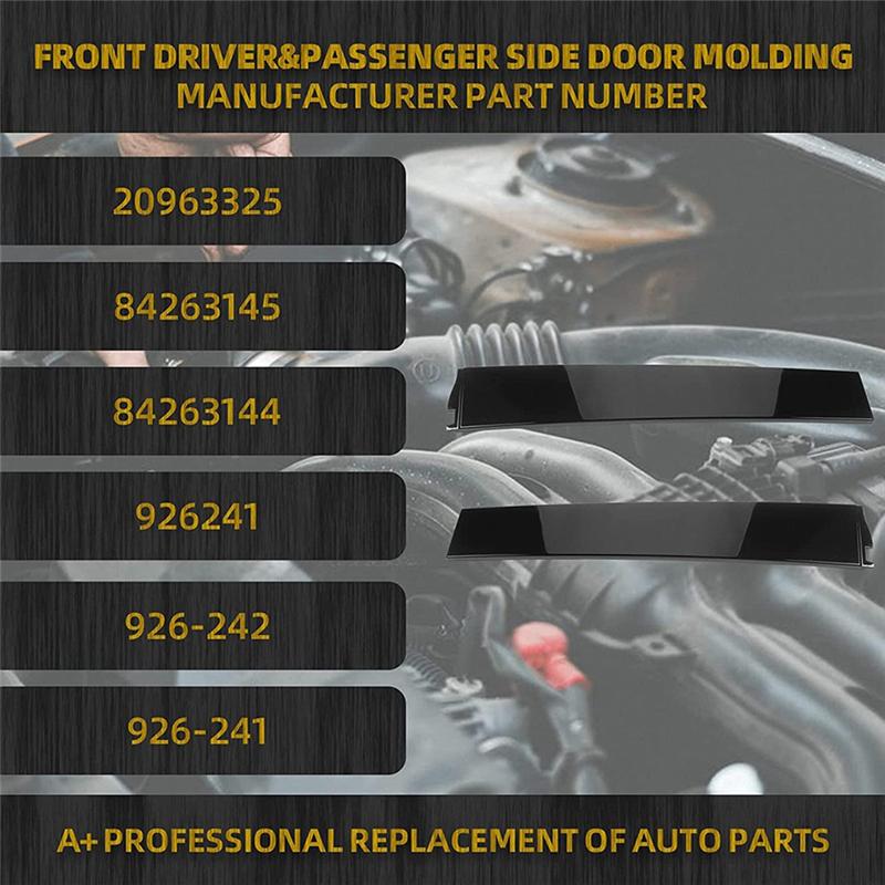 ABLZ-1Pair Front B Pillar Door Trim Molding For Cadillac Chevy GMC 2015- 926-241 926-242