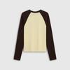 GAP Women's Embroidered Logo Contrast Raglan Slim Knit Long Sleeve Top