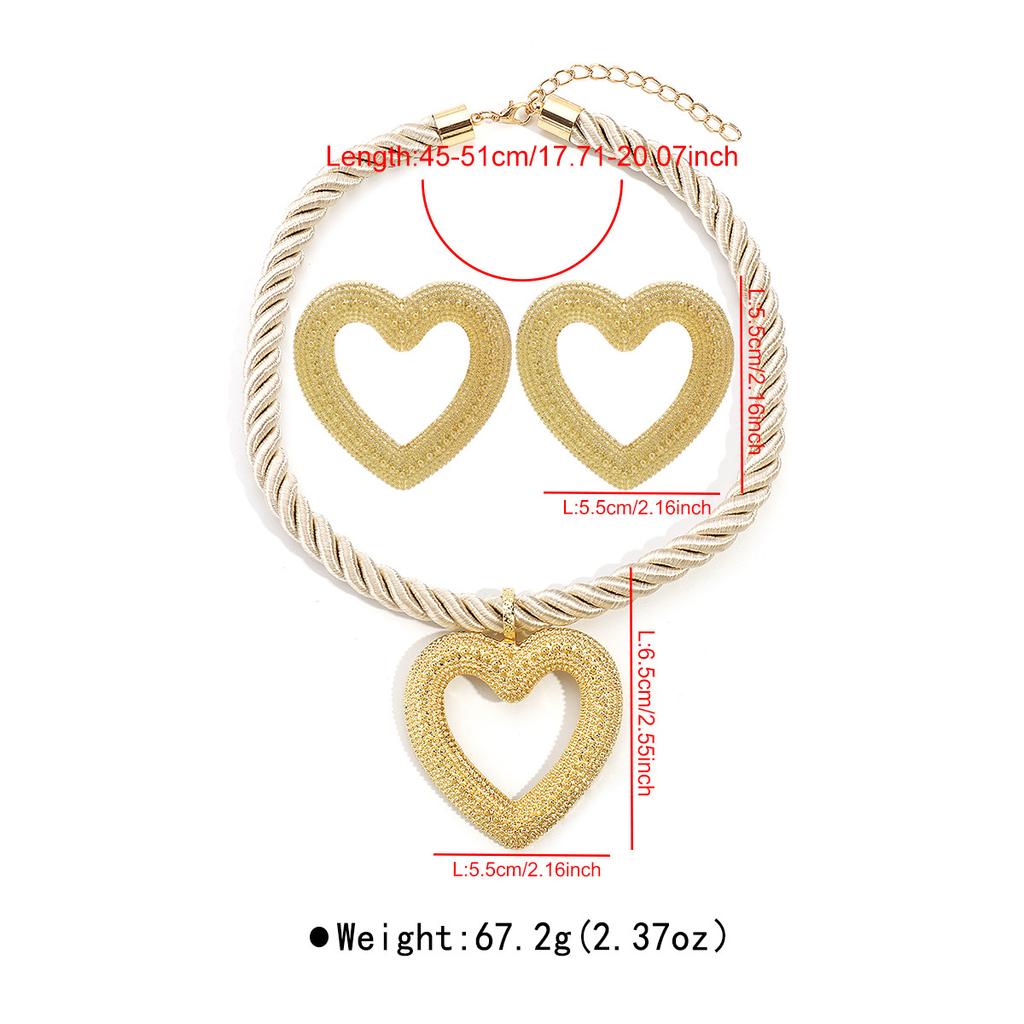 Tooxika Creative Personality Alloy Shell Love Pendant Necklace Earrings Set Summer Ocean Breeze Jewellery