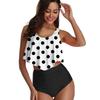 High Waist Two Piece Swimsuit Women With Tummy Control Slimming Effect Color Block Design Triangle Bottom
