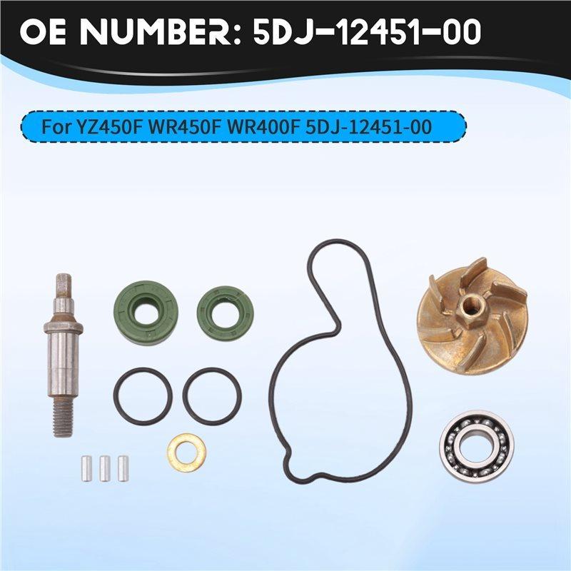 For YZ450F WR450F WR400F 5DJ-12451-00 Motorcycle Water Pump Impeller Gear Shaft Seal Bearing Gasket Repair Kit