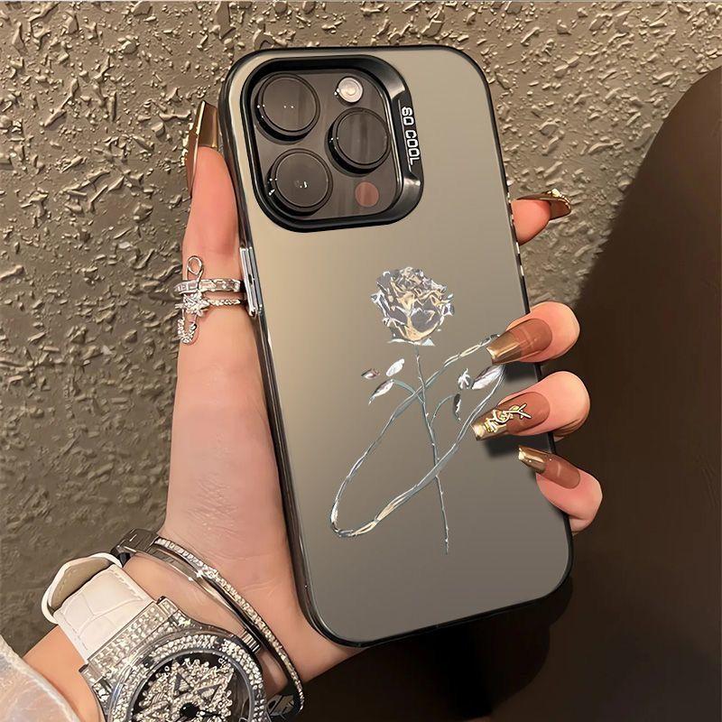 

Стильный жесткий чехол с серебристым розовым дизайном для iPhone 15/14/13/12/11/xs/XR series - устойчивое к царапинам окрашенное покрытие с улучшенной защитой Apple 14pro