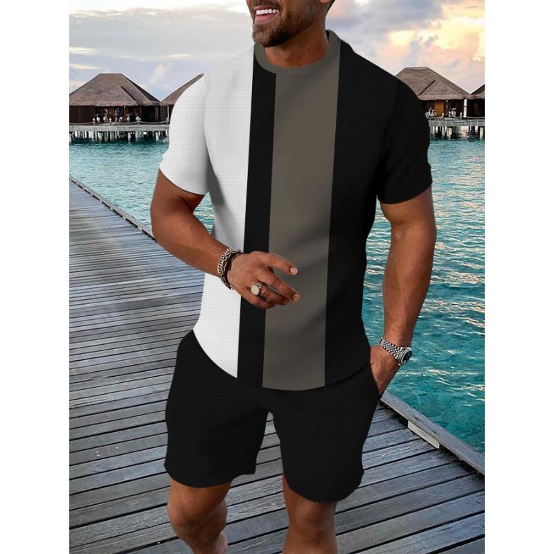 Casual sports suit breathable outdoor men s T-shirt shorts summer 3D printing suit adult style S