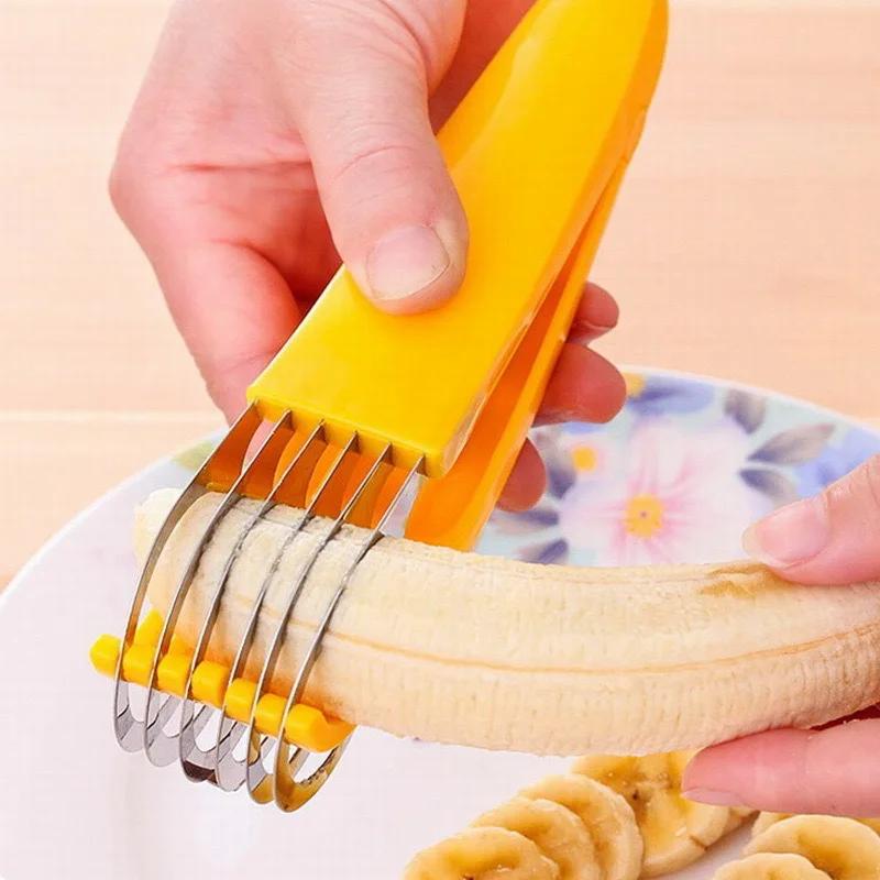 Kitchen Manual Banana Slicer Sausage Chopper Stainless Steel Cucumber Salad Cutter Fruit Vegetable Food Processors Cooking Tools