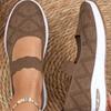 Knit Mesh Slip-On Sneakers for Women, Comfortable Air Cushion Sole Breathable Casual Walking Shoes with Mary Jane Strap