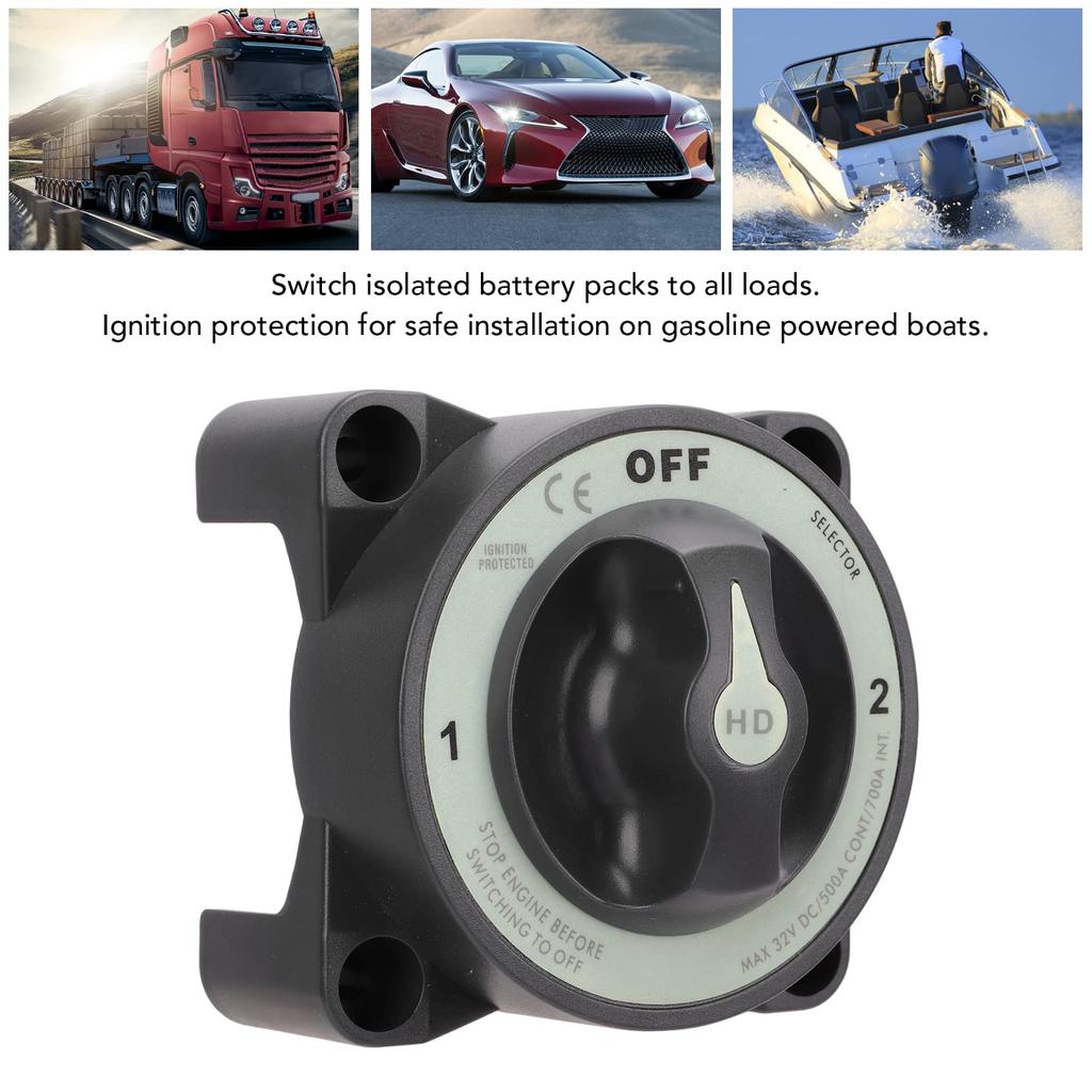 500A Disconnect Switch 3 Position Power Disconnect Switch IP66 Waterproof Ignition Protection for RV Boat Marine