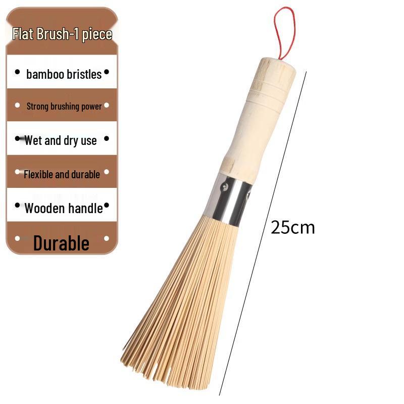 

Bamboo Long Handle Scrub Brush - Eco-Friendly Dishwashing & Pot Cleaning Tool
