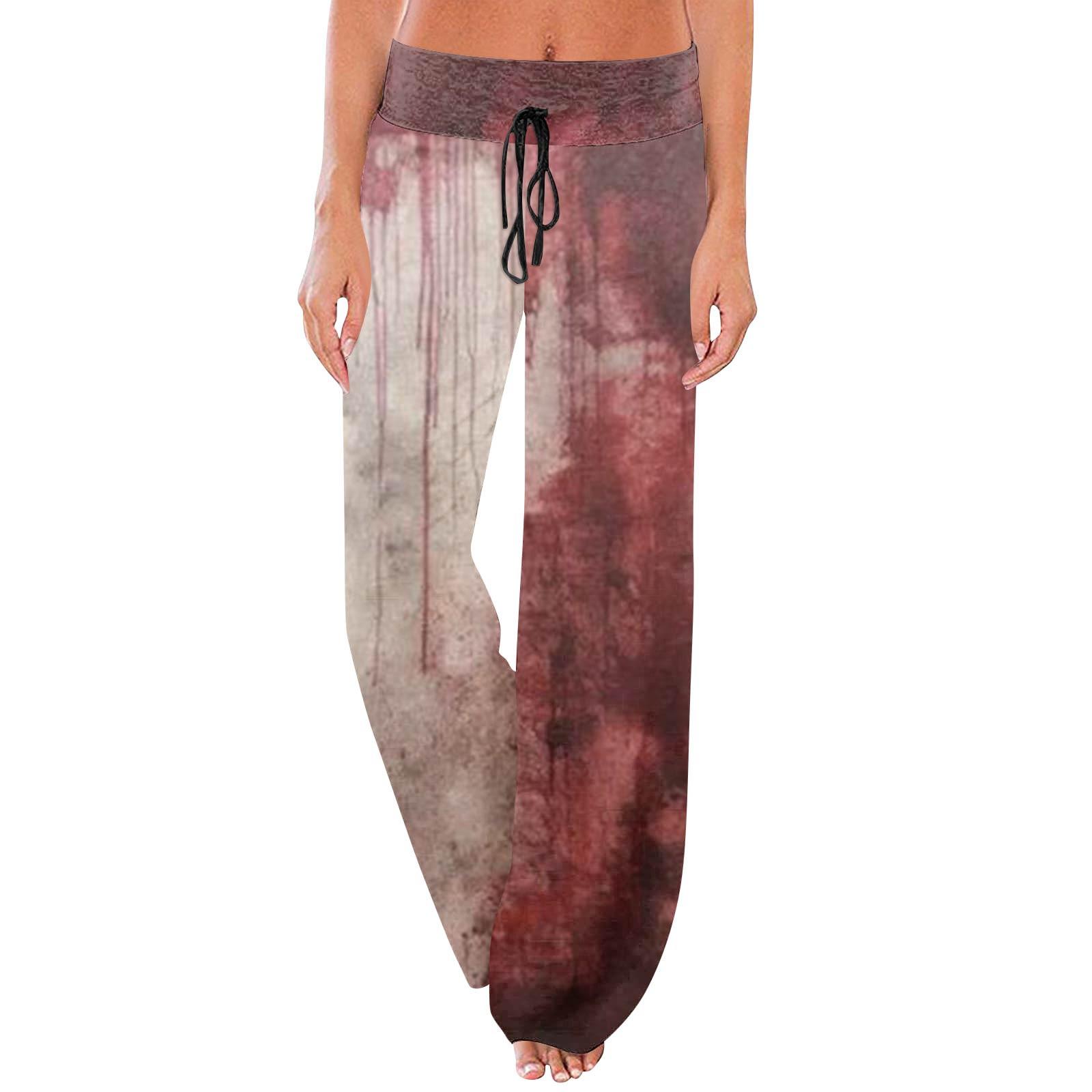 

Женские удобные брюки для сна с принтом на Хэллоуин, на кулиске, с широкими штанинами XL красный