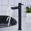 Quick Open Single Cold Faucet Stainless Steel Washbasin Tap Heighten Washbasin Faucet  Hotel