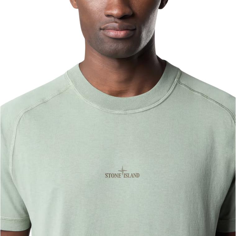 STONE ISLAND Logo Slim Fit Tričko s kulatým výstřihem Pánské Topy Šalvějově zelená K1S152100020S0080-V0055