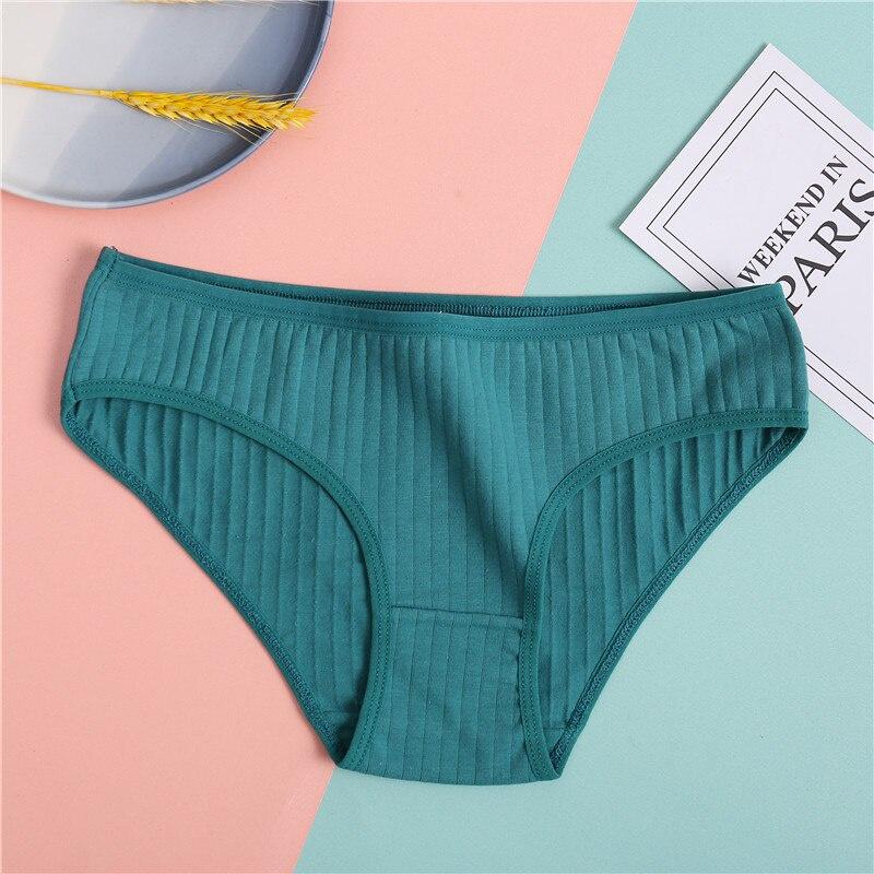 FINETOO Cotton Women's Briefs Solid Color Long Johns M-XL Mm Soft Briefs Girls Striped Underwear Comfortable Panties Women's Underwear