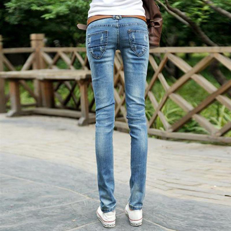 2025 Frühling & Herbst Niedrige Taille Schlankmachende Koreanischer Stil Bleistiftjeans für Damen