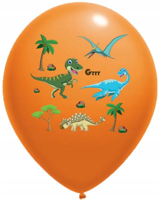 Balony Pastelowe Nadruk Dino 14 Cali 10 Szt.